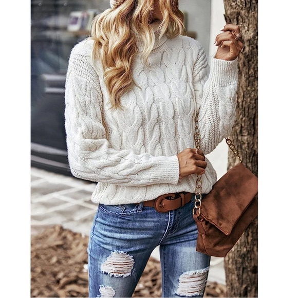 NWT Woven Heart Knit Turtleneck Sweater - Picture 2 of 10